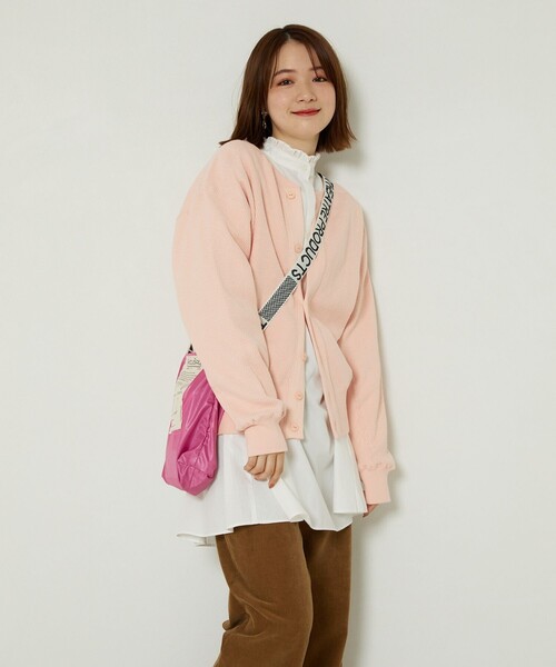 FREAK'S STORE（フリークスストア）の「ヴィンテージハニカム2wayカーディガン（カーディガン/ボレロ・レディース・オフホワイト/ブラック/ピンク/グリーン・ﾌﾘ-）」の10枚目の写真