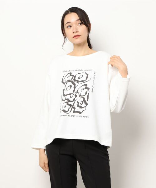FIL DE FER(フィルデフェール)の「ビッグフラワーPT ボートネックカットソー(Tシャツ/カットソー・レディース・ホワイト/ベージュ/ネイビー/キナリ・FREE)」の22枚目の写真