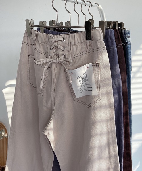 新品タグ付き レース☆デニムPT asknowasdewan アズノウアズデワ