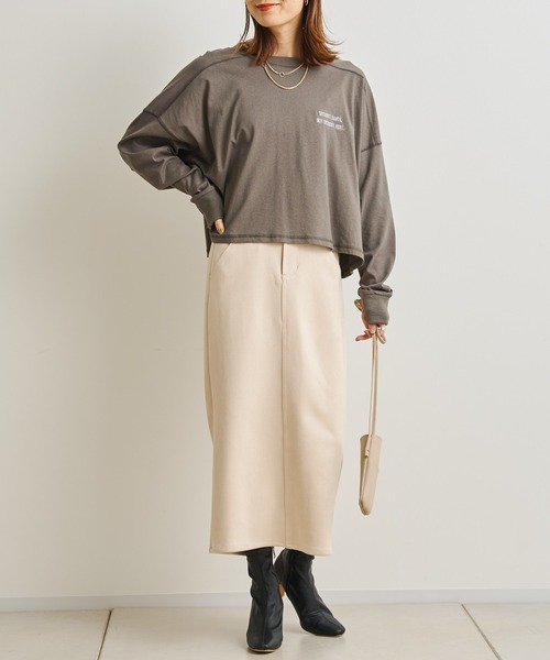 prose verse（プロズヴェール）の「チェーン刺繍ロゴショート丈プルオーバー（Tシャツ/カットソー・レディース・チャコールグレー/ホワイト・FREE）」の19枚目の写真