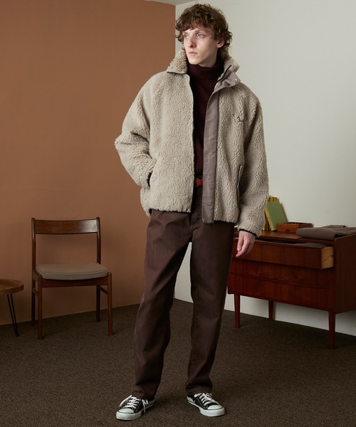 Mark Gonzales(マーク・ゴンザレス)の「Mark Gonzales/マークゴンザレス 別注 ビッグシルエット スタンドネック サテン配色 フリースボアブルゾン EMMA CLOTHES(ブルゾン・メンズ・ブラック/オリーブ/ナチュラル/ベージュ系その他・M/L)」の7枚目の写真