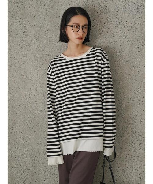 AMERICAN HOLIC（アメリカンホリック）の「裾テレコボーダーカットプルオーバー（Tシャツ/カットソー・レディース・その他7・M/L）」の4枚目の写真