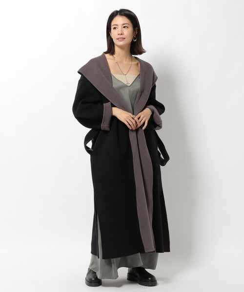 BABYLONE(バビロン)の「BABYLONE / フードリバーコート(ノーカラーコート・レディース・ブラック/ブラウン系その他・フリー)」の3枚目の写真