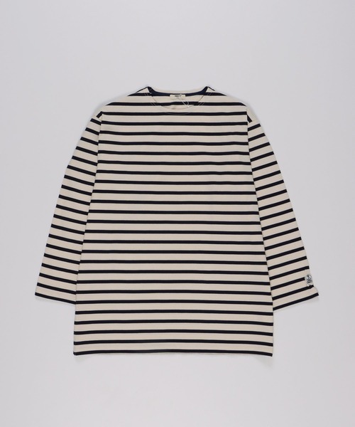 FIDELITY（フィデリティ）の「BORDER L/S OVER-LENGTH / ボーダーシャツ・ロングレングス（Tシャツ/カットソー・メンズ・ネイビー/レッド/オフホワイト/ブルー・MEDIUM/LARGE）」の2枚目の写真