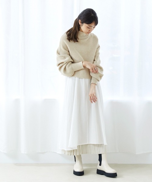 menue（メヌエ）の「トラックソールサイドゴア厚底ブーツ（ブーツ・レディース・ブラック/ブラウン/アイボリー/ベージュ・S/M/L/LL/3L）」の14枚目の写真