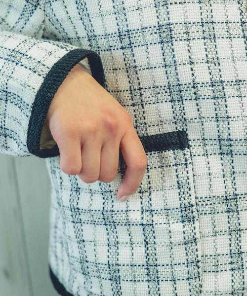 Clice de Paris（クリシェドゥパリス）の「K/パイピングチェックジャケット（その他アウター・レディース・ブラック/オフホワイト・ONESIZE）」の5枚目の写真