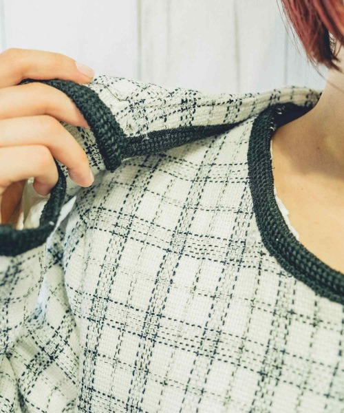 Clice de Paris（クリシェドゥパリス）の「K/パイピングチェックジャケット（その他アウター・レディース・ブラック/オフホワイト・ONESIZE）」の9枚目の写真