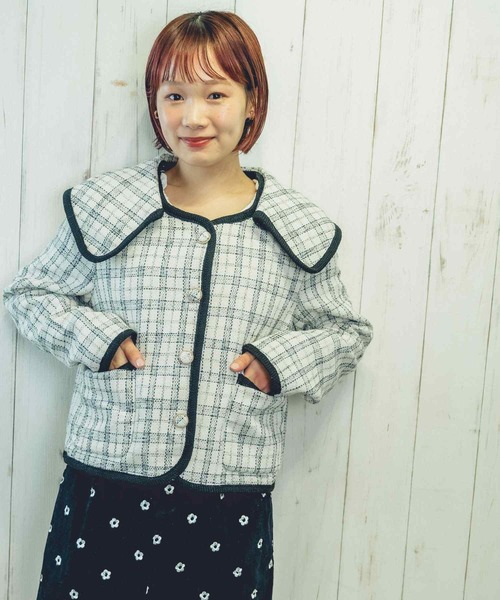 Clice de Paris（クリシェドゥパリス）の「K/パイピングチェックジャケット（その他アウター・レディース・ブラック/オフホワイト・ONESIZE）」の3枚目の写真