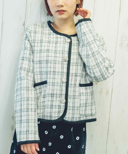 Clice de Paris（クリシェドゥパリス）の「K/パイピングチェックジャケット（その他アウター・レディース・ブラック/オフホワイト・ONESIZE）」の7枚目の写真