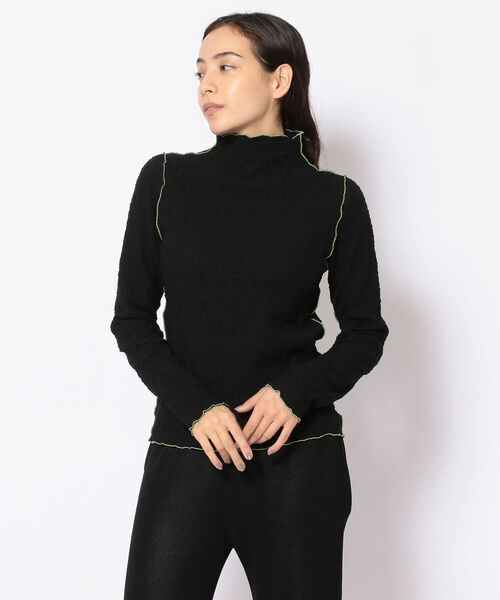 EACH.(イーチ)の「EACH(イーチ ) MELLOW STIT HIGH NECK PO/メローステッチハイネックプルオーバー(Tシャツ/カットソー・レディース・ブラック/イエロー/グリーン・FREE)」の1枚目の写真