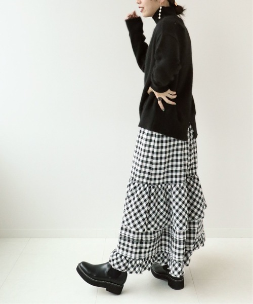 Simplicite（サンプリシテ）の「チェックティアード スカート◆（スカート・レディース・ブラック/ネイビー・FREE）」の3枚目の写真