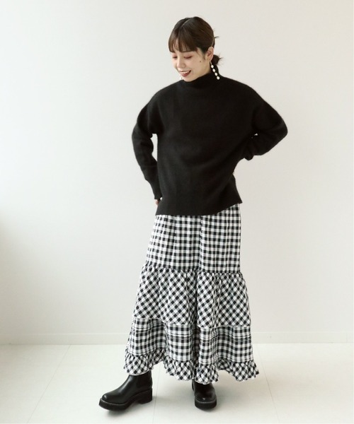 Simplicite（サンプリシテ）の「チェックティアード スカート◆（スカート・レディース・ブラック/ネイビー・FREE）」の6枚目の写真