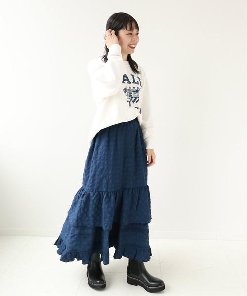 Simplicite（サンプリシテ）の「チェックティアード スカート◆（スカート・レディース・ブラック/ネイビー・FREE）」の14枚目の写真