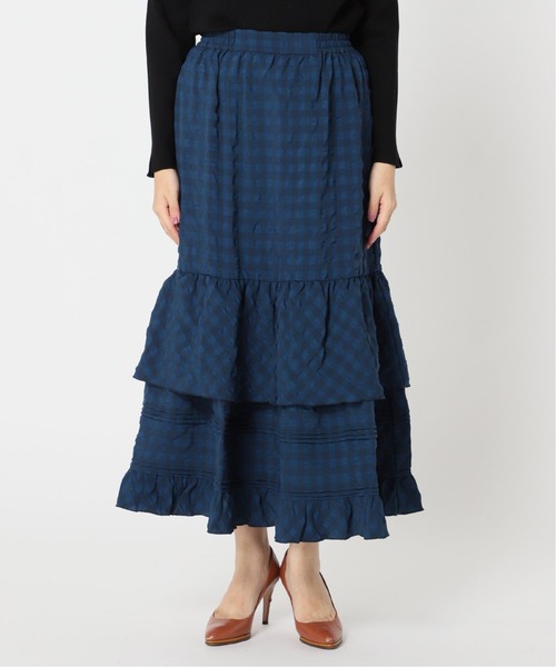 Simplicite（サンプリシテ）の「チェックティアード スカート◆（スカート・レディース・ブラック/ネイビー・FREE）」の7枚目の写真