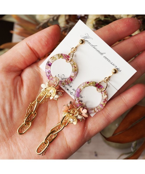 tone（トーン）の「【Ateliermimi】[ピアス]Flower hoops and metal charms(MA)（ピアス（両耳用）・レディース・ゴールド・FREE）」の6枚目の写真