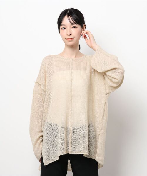 Samansa Mos2(サマンサ モスモス)の「アウトリンキングモヘアタッチニット(ニット/セーター・レディース・チャコール/ベージュ/グリーン/キナリ/イエロー・フリ-)」の8枚目の写真