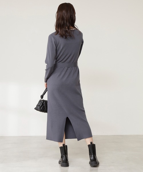 N.（N. Natural Beauty Basic）（エヌエヌナチュラルビューティーベーシック）の「≪◆配色ラインニットワンピース≫（ワンピース・レディース・グレイッシュブルー/チャコールグレー/ベージュ・MEDIUM）」の10枚目の写真