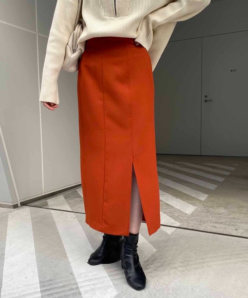 CAPRICIEUX LE'MAGE（カプリシューレマージュ）の「ハイウエストスリットナロースカート（スカート・レディース・ブラック/ブルー/モカ/オレンジ・FREE）」の4枚目の写真