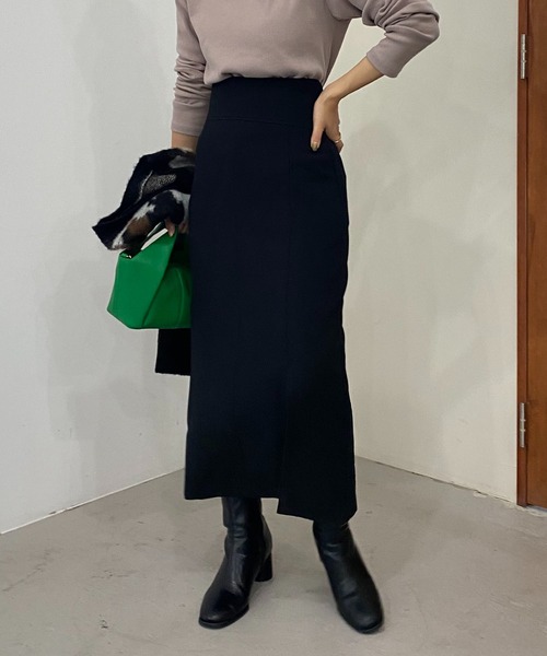 CAPRICIEUX LE'MAGE（カプリシューレマージュ）の「ハイウエストスリットナロースカート（スカート・レディース・ブラック/ブルー/モカ/オレンジ・FREE）」の2枚目の写真