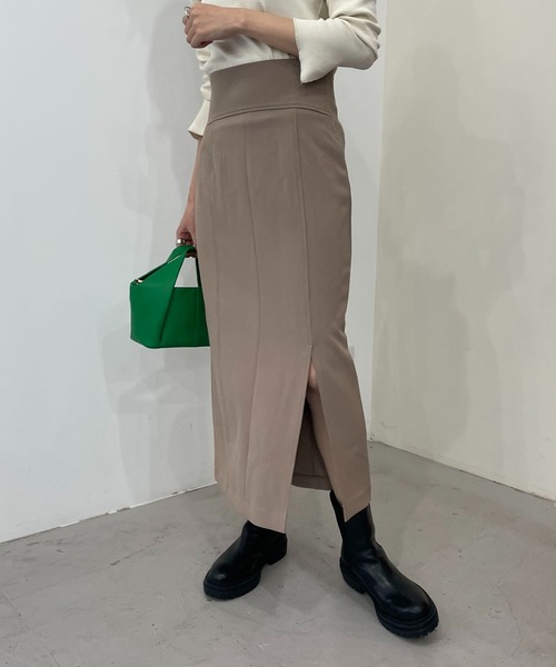 CAPRICIEUX LE'MAGE（カプリシューレマージュ）の「ハイウエストスリットナロースカート（スカート・レディース・ブラック/ブルー/モカ/オレンジ・FREE）」の3枚目の写真