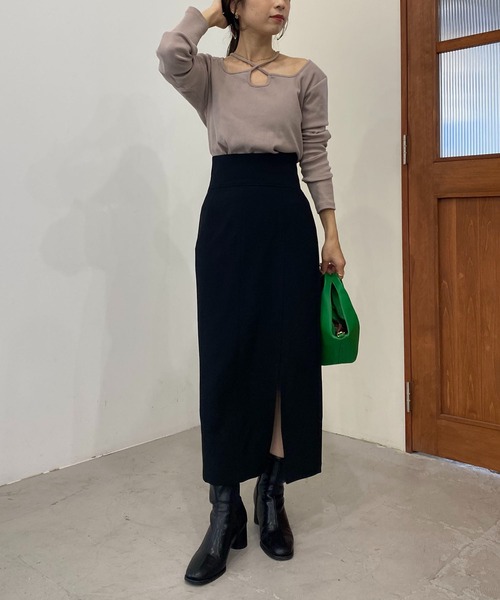 CAPRICIEUX LE'MAGE（カプリシューレマージュ）の「ハイウエストスリットナロースカート（スカート・レディース・ブラック/ブルー/モカ/オレンジ・FREE）」の21枚目の写真