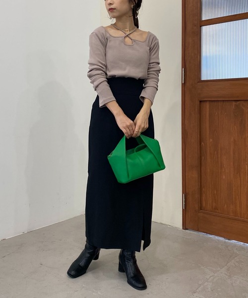 CAPRICIEUX LE'MAGE（カプリシューレマージュ）の「ハイウエストスリットナロースカート（スカート・レディース・ブラック/ブルー/モカ/オレンジ・FREE）」の22枚目の写真