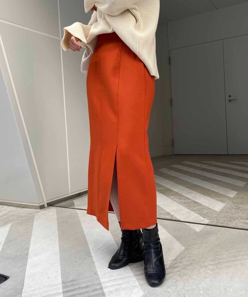 CAPRICIEUX LE'MAGE（カプリシューレマージュ）の「ハイウエストスリットナロースカート（スカート・レディース・ブラック/ブルー/モカ/オレンジ・FREE）」の12枚目の写真