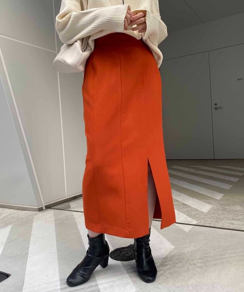 CAPRICIEUX LE'MAGE（カプリシューレマージュ）の「ハイウエストスリットナロースカート（スカート・レディース・ブラック/ブルー/モカ/オレンジ・FREE）」の11枚目の写真