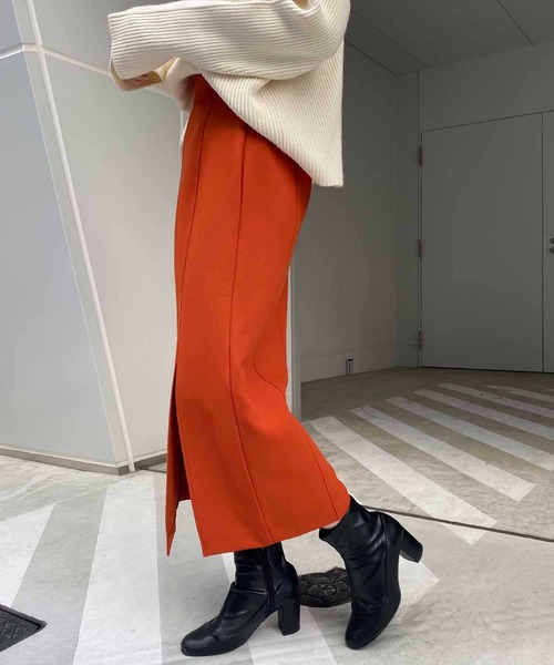 CAPRICIEUX LE'MAGE（カプリシューレマージュ）の「ハイウエストスリットナロースカート（スカート・レディース・ブラック/ブルー/モカ/オレンジ・FREE）」の9枚目の写真