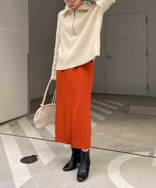 CAPRICIEUX LE'MAGE（カプリシューレマージュ）の「ハイウエストスリットナロースカート（スカート・レディース・ブラック/ブルー/モカ/オレンジ・FREE）」の8枚目の写真