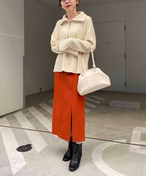 CAPRICIEUX LE'MAGE（カプリシューレマージュ）の「ハイウエストスリットナロースカート（スカート・レディース・ブラック/ブルー/モカ/オレンジ・FREE）」の7枚目の写真