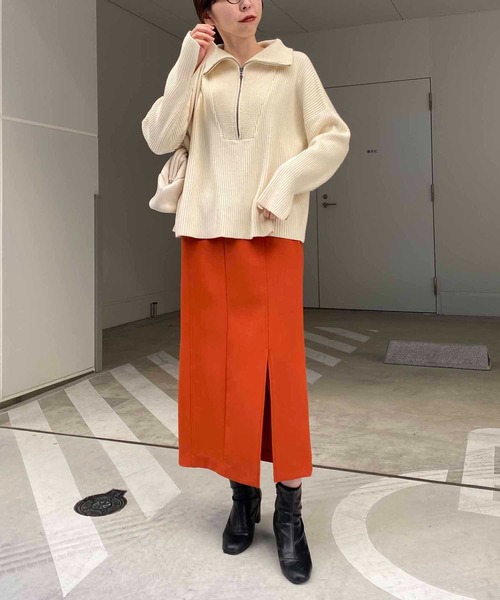 CAPRICIEUX LE'MAGE（カプリシューレマージュ）の「ハイウエストスリットナロースカート（スカート・レディース・ブラック/ブルー/モカ/オレンジ・FREE）」の5枚目の写真