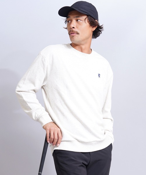 GIORDANO（ジョルダーノ）の「コットンクルーネック裏毛スウェット(トレーナー)（スウェット・メンズ・グリーン/グレー/ブラック系その他/ブラック/ブルー系その他/パープル/グレー系その他/イエロー/ベージュ系その他/ネイビー/レッド/ブルー/ホワイト系その他/ブラウン/ライトグレー/杢グレー/ダークグリーン/カーキ/グリーン系その他・LARGE/MEDIUM/SMALL/X-LARGE/XX-LARGE）」の2枚目の写真