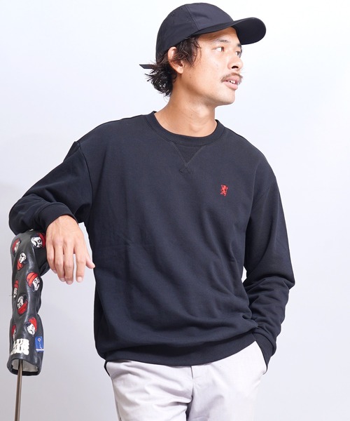 GIORDANO（ジョルダーノ）の「コットンクルーネック裏毛スウェット(トレーナー)（スウェット・メンズ・グリーン/グレー/ブラック系その他/ブラック/ブルー系その他/パープル/グレー系その他/イエロー/ベージュ系その他/ネイビー/レッド/ブルー/ホワイト系その他/ブラウン/ライトグレー/杢グレー/ダークグリーン/カーキ/グリーン系その他・LARGE/MEDIUM/SMALL/X-LARGE/XX-LARGE）」の4枚目の写真