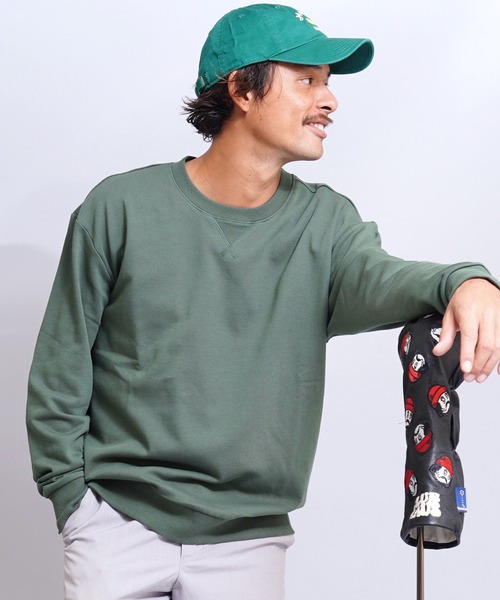 GIORDANO（ジョルダーノ）の「コットンクルーネック裏毛スウェット(トレーナー)（スウェット・メンズ・グリーン/グレー/ブラック系その他/ブラック/ブルー系その他/パープル/グレー系その他/イエロー/ベージュ系その他/ネイビー/レッド/ブルー/ホワイト系その他/ブラウン/ライトグレー/杢グレー/ダークグリーン/カーキ/グリーン系その他・LARGE/MEDIUM/SMALL/X-LARGE/XX-LARGE）」の13枚目の写真