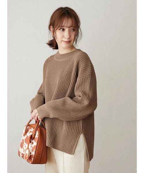 Green　Parks（グリーンパークス）の「モールヤーンニットプルオーバー＊（ニット/セーター・レディース・チャコールグレー/イエロー/パープル/アイボリー/グリーン/キャメル・FREE）」の10枚目の写真