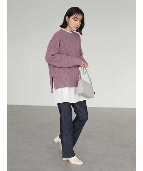 Green　Parks（グリーンパークス）の「モールヤーンニットプルオーバー＊（ニット/セーター・レディース・チャコールグレー/イエロー/パープル/アイボリー/グリーン/キャメル・FREE）」の21枚目の写真