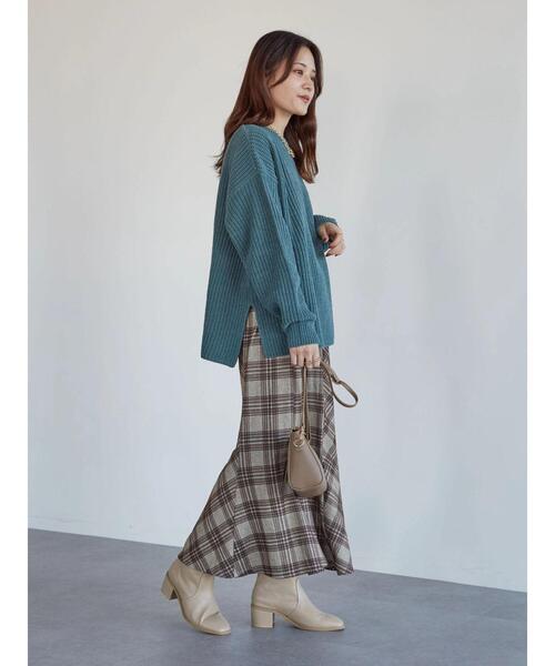 Green　Parks（グリーンパークス）の「モールヤーンニットプルオーバー＊（ニット/セーター・レディース・チャコールグレー/イエロー/パープル/アイボリー/グリーン/キャメル・FREE）」の9枚目の写真