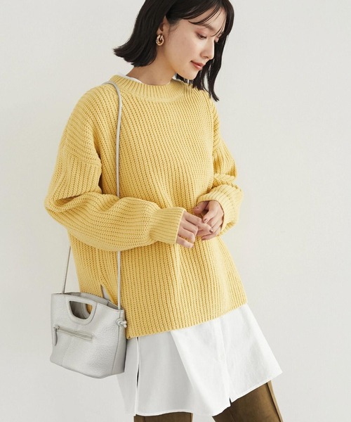 Green　Parks（グリーンパークス）の「モールヤーンニットプルオーバー＊（ニット/セーター・レディース・チャコールグレー/イエロー/パープル/アイボリー/グリーン/キャメル・FREE）」の5枚目の写真