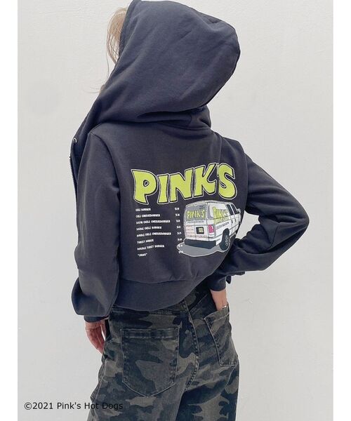 GYDA(ジェイダ)の「GYDA×PINKS スウェットショートパーカー(パーカー・レディース・チャコールグレー/ライトグレー/ミント・FREE)」の2枚目の写真