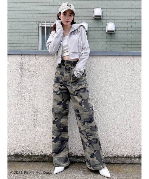 GYDA(ジェイダ)の「GYDA×PINKS スウェットショートパーカー(パーカー・レディース・チャコールグレー/ライトグレー/ミント・FREE)」の5枚目の写真