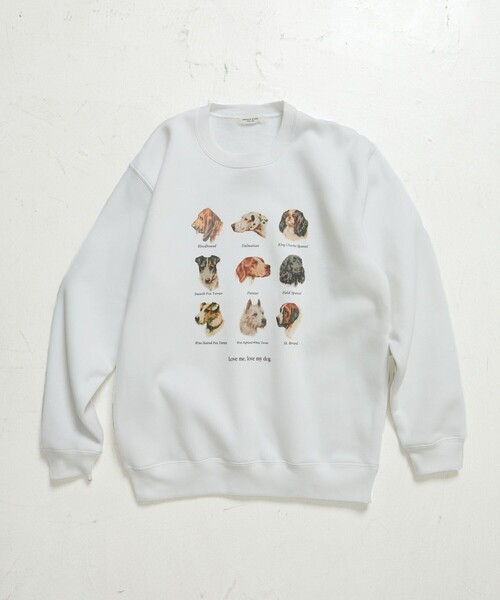 FREAK'S STORE（フリークスストア）の「9dogs Art Sweat Shirt/ドッグプリントスウェット(犬スウェット)（スウェット・レディース・ホワイト/ライトグレー・ﾌﾘ-）」の10枚目の写真