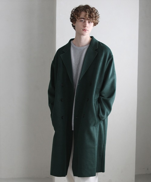ETELIO（エテリオ）の「ビッグシルエットドレープメルトンダブルチェスターコート（チェスターコート・メンズ・ブラック/ダークブラウン/ベージュ/グリーン/ワイン/ベージュ系/グレー系・S/M/L）」の6枚目の写真