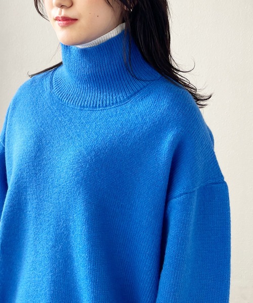 Shelly island(シェリーアイランド)の「ハイネックカラーニットプルオーバー(ニット/セーター・レディース・グレー/ピンク/オレンジ/ブルー/グリーン・FREE)」の19枚目の写真