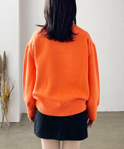 Shelly island(シェリーアイランド)の「ハイネックカラーニットプルオーバー(ニット/セーター・レディース・グレー/ピンク/オレンジ/ブルー/グリーン・FREE)」の21枚目の写真