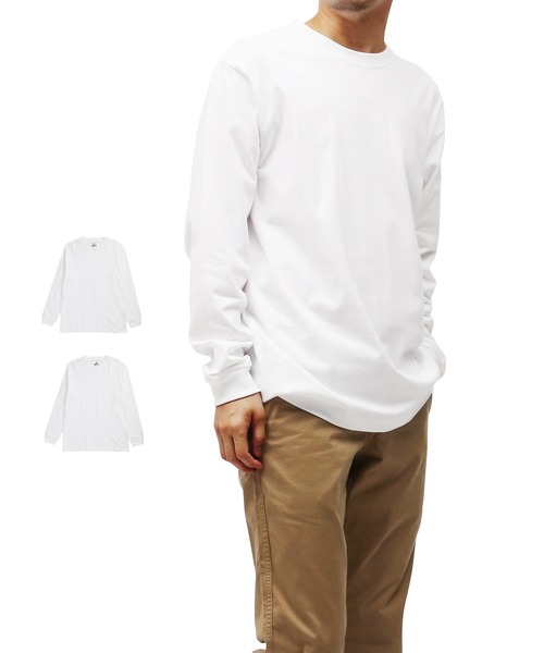 HANES(ヘインズ)の「【2枚セット】 Hanes ヘインズ クルーネック Tシャツ メンズ レディース ユニセックス BEEFY ビーフィー2枚組 ロンT 長袖 無地(Tシャツ/カットソー・メンズ・ブラック/ネイビー/グレー/グレー系その他/ホワイト・MEDIUM/LARGE/SMALL/X-LARGE/X-SMALL)」の22枚目の写真