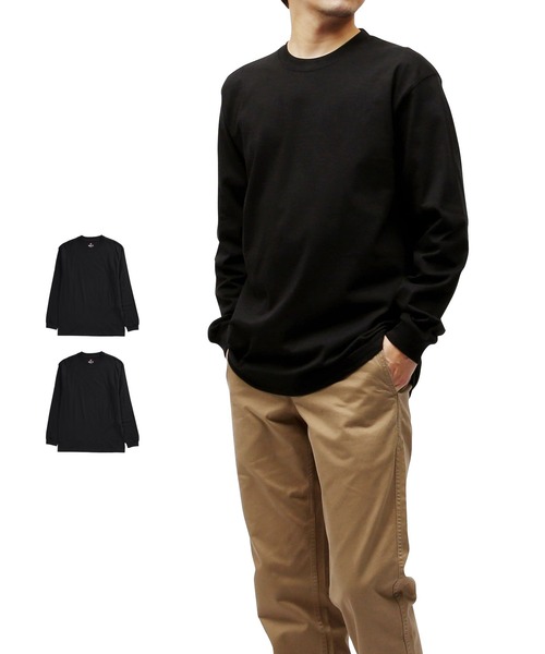 HANES(ヘインズ)の「【2枚セット】 Hanes ヘインズ クルーネック Tシャツ メンズ レディース ユニセックス BEEFY ビーフィー2枚組 ロンT 長袖 無地(Tシャツ/カットソー・メンズ・ブラック/ネイビー/グレー/グレー系その他/ホワイト・MEDIUM/LARGE/SMALL/X-LARGE/X-SMALL)」の21枚目の写真