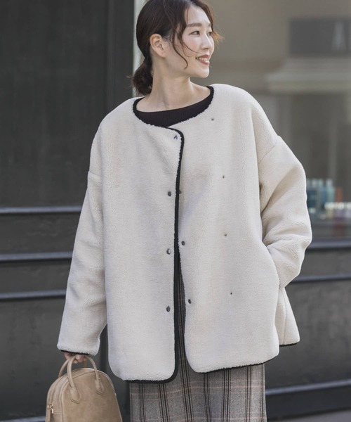 F by ROSSO(エフバイロッソ)の「F by ROSSO リバーシブルボアブルゾン(ブルゾン・レディース・ブラウン/オフホワイト・FREE)」の3枚目の写真