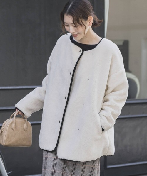 F by ROSSO(エフバイロッソ)の「F by ROSSO リバーシブルボアブルゾン(ブルゾン・レディース・ブラウン/オフホワイト・FREE)」の5枚目の写真