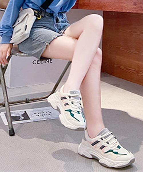 Futier land(フューティアランド)の「MIXポイントカラーダッドスニーカー(スニーカー・レディース・ブラック/グリーン・40/38/39/35/36/37)」の14枚目の写真